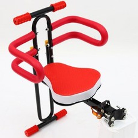 자전거 유아 아기 어린이 뒷안장 쿠션 전기 카 앞 의자 접을 수 있는 산악자전거 유모차, 빨간색 좌석 + 팔걸이 및 발 가드 레일