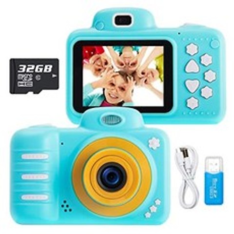 KUMUKA Kids Camera for Girls 8.0MP Child Camera with 2.4 Inch Screen and 32GB Memory Card (Blue), Blue