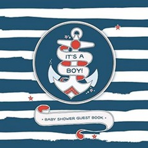 베이비 샤워 방명록-소년이야! : 보너스 선물 기록이있는 방명록 | 해상 앵커 선원 테마 | 베이비 보 이, 단일옵션