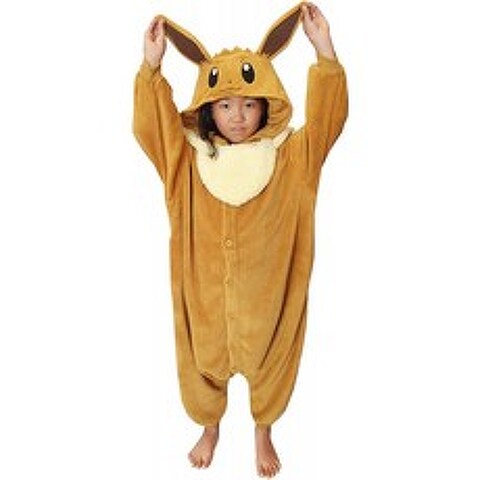 SAZAC Kigurumi - Pokemon - Eevee - Onesie Jumpsuit Halloween Costume - Kids Size (5-9 Year Old) Brown