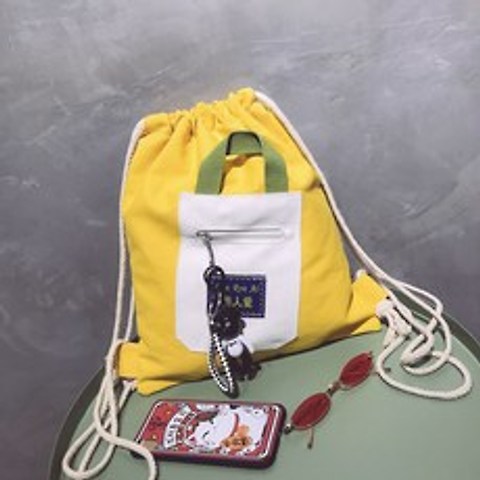 보드가방 주머니 스트링 백팩 남녀 초등학생 책가방 가엽고편리한 운동 심플 복습 학원가방, T07-폭력곰 노란색 스트링 치수 높이 35넓이 31센티미터