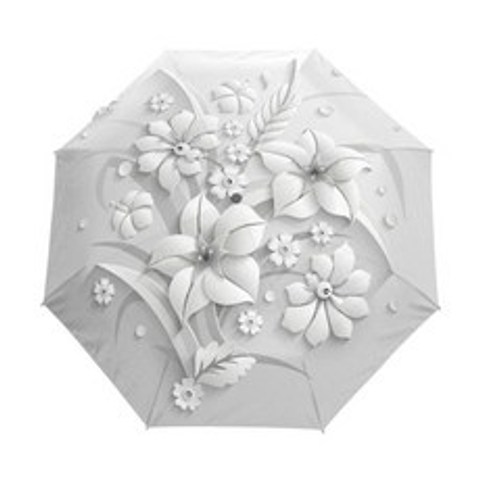 전체 자동 3D 꽃 Guarda Chuva 흰색 중국어 태양 우산 3 접는 우산 비 여성 안티 UV 야외 여행 Sombrinha