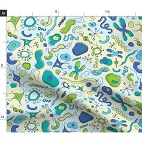 Spoonflower Fabric - 미생물 석회 입자 생물학 과학자의 마당의 과학자의 과학자의 공연 스포 (Performance Piqué Fabric Fat Quarter), 본상품, 본상품