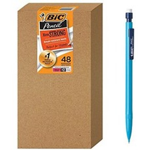 BIC Xtra-Strong 샤프 펜슬 컬러 풀 배럴 두꺼운 포인트 (0.9mm) 48 개수, 한색_One Size