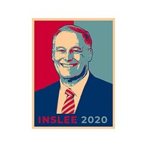 미국 미국 대통령 선거 투표 2020 Jay Demolian Democrats 백악관 후보 - 비닐 스티커 (4 인치 높이) (인사일)에서 사망 (Inslee), Inslee