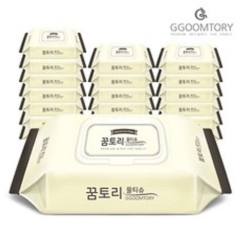 꿈토리 넉넉한 부드러운 아이물티슈 유아 대용량 나비의꿈 엠보싱 캡형 60매X20팩