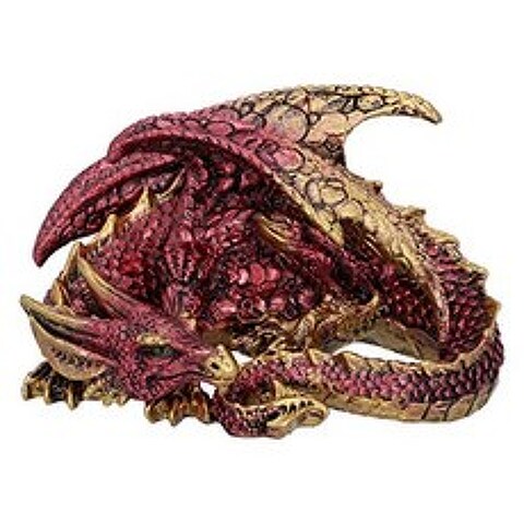 Nemesis Now Aaden-Red and Gold Resting Dragon Figurine 10.2cm, 단일옵션