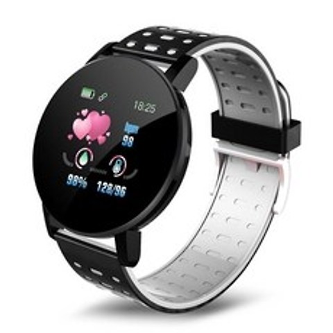 손목 시계 만보기 칼로리측정 2021 새로운 119plus 다채로운 터치 스크린 3D 스포츠 시계 보수계 스마트 시계 피트니스 심장 박동 모니터 여성 시계 Smartwatch, 119plus- 그레이