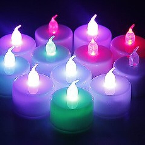 LED 티라이트 전자 양초 미니 캔들 홀더 촛불 초, (티라이트 색변환)