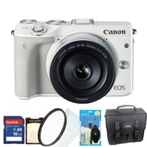 캐논 미러리스 카메라 EOS M3 + 단렌즈 EF-M 22mm f/2 STM, 화이트 + 실버