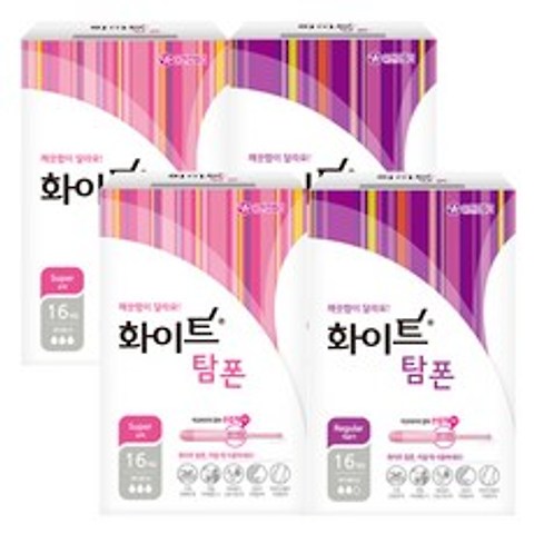유한킴벌리 화이트 탐폰 레귤러+슈퍼(혼합), 16p, 4개