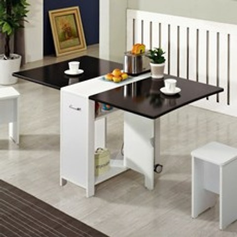 스킬디자인 식탁 멤브레인 접이식테이블+의자2개 일반식탁/의자세트, 블랙펄