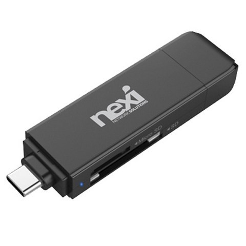 넥시 USB3.1/3.0 OTG 카드리더기 마이크로 SD 카드 NX-U3130CR NX610, 블랙, 1개