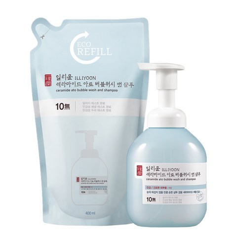 일리윤 세라마이드 아토 버블워시 앤 샴푸 400ml + 리필 400ml 세트, 1세트