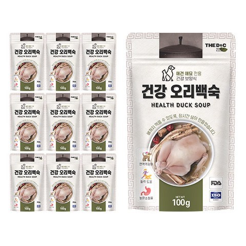 더디앤씨 건강 강아지간식 파우치 100g, 오리백숙, 10개