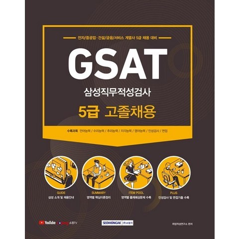 [서원각]2021 GSAT 삼성직무적성검사 5급 고졸채용, 서원각