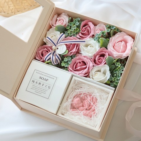 제이하니 비누 플라워 선물 박스 + 천사 비누, 핑크