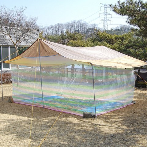캠핑 타프용 야외 특대형 모기장 5X4m, 투톤