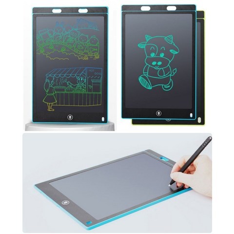 저장되는 LCD 전자메모 스마트보드 매직노트 전자노트 칠판 그림판 드로잉 패드, LCD신형필기 메모패드12인치-칼라랜덤