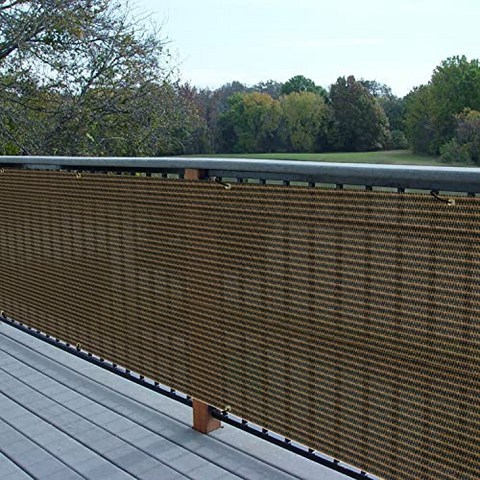 EK Sunrise 3‘ x 239 Privacy Fence Screen Mesh for Balcony Porch Deck Out (3FT x 239FT Brown), 3FT x 239FT, Brown