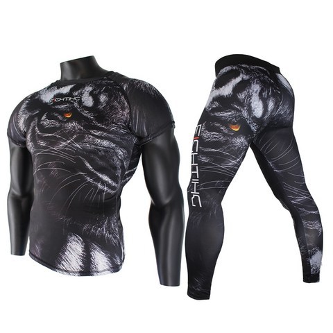 FTEIF mma 블랙 활활 타오르는 호랑이 꽉 위장 싸우는 권투 유니폼 타이거 무에타이 의류 rashguard jiu jitsu 티셔츠 mma|복싱 셔츠|