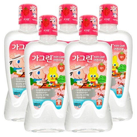 가그린 어린이가그린 딸기맛 구강청결제, 5개, 380ml