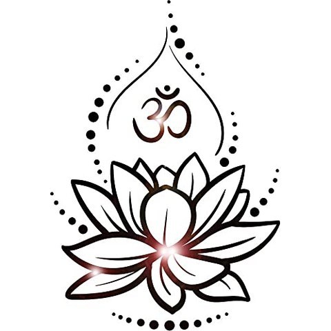 Large Vinyl Wall Decal Lotus Flower Yoga Hinduism Hindu Om Sym (L 28.5 in X 42 in Silver Metallic), 본상품