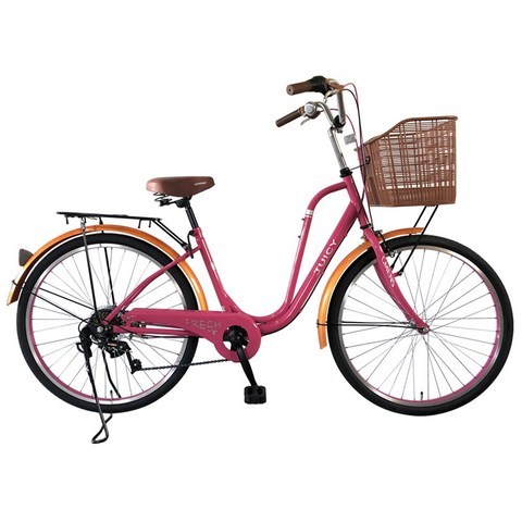 지멘스 클래식자전거 프레쉬26인치 7단 알루미늄핸들 여성용, 175cm, 프레쉬26인치 핑크/빈티지오렌지_미조립박스(공구미포함)
