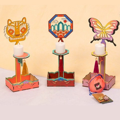 전통문양 촛대 만들기 전통등 무드등 호롱불 3d퍼즐, 나비