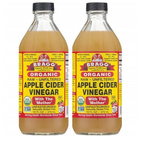 브래그 Bragg Organic Raw Unfiltered Apple Cider Vinegar 오가닉 러 애플사이다 비니거 473mL 2팩, 2개