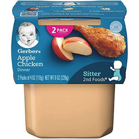 Gerber 2nd Foods Apple Chicken Dinner Baby Food 4 oz. Tubs /9943465, 상세내용참조