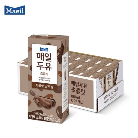매일두유 190mlx24팩(1box)/5종 택1 (99.89 식이섬유 초콜릿 검은콩 고단백), 1box, 초콜릿 24팩