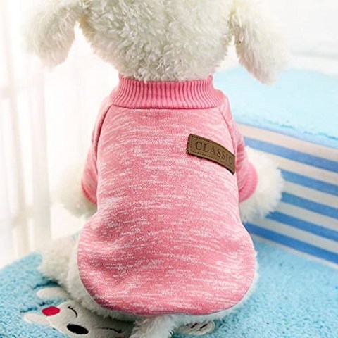 Idepet Pet Dog Classic Knitwear Sweater Fleece Coat Soft Thickening Warm Pup Dogs Sh (Medium Pink), Medium, Pink
