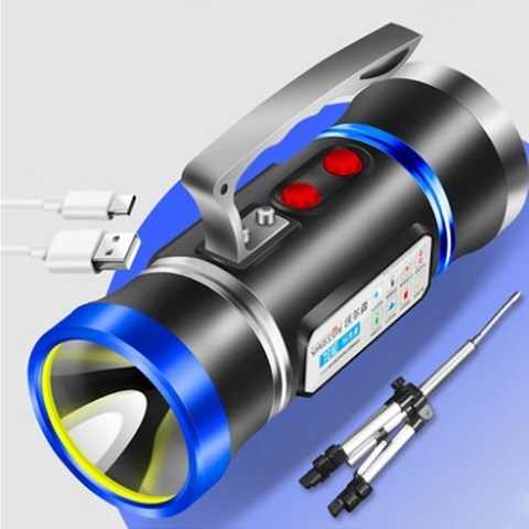 WARSUN 밤낚시 서치라이트 충전식 블루 집어등 야간 생활방수(삼각대 포함), 고급형(25~50시간)