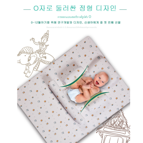 Couyor 부드러운 라텍스소재 아기 유아 이탈방지 뒤집기 방지 머리보호 쿠션 35cm*28cm