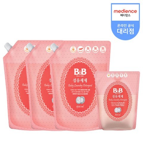 비앤비 섬유세제 리필 1500ml x 3p + 800ml, 1세트