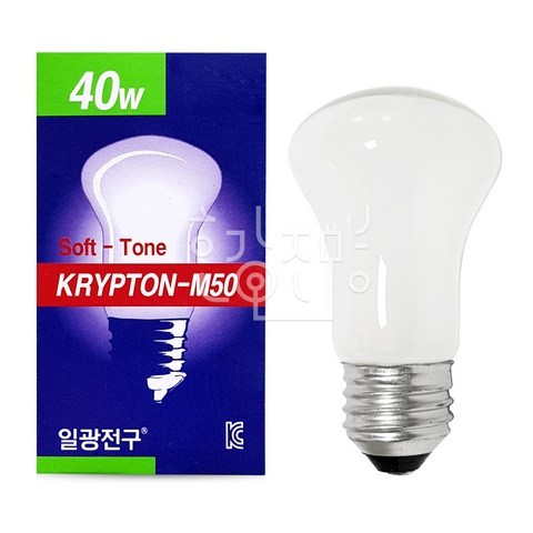 일광전구 국내산 백열전구 크립톤 40W (220V) 불투명, 전구색(노란빛)