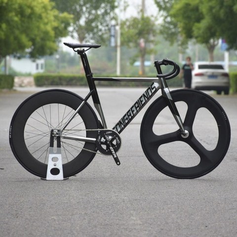 Fixie 트랙 자전거 알루미늄 합금 프레임 탄소 포크 단일 속도 자전거 고정 기어 자전거 700C 탄소 휠 V- 브레이크, 01, 53 센티미터 175 센티미터 -180 센티미터, 1 개 속도