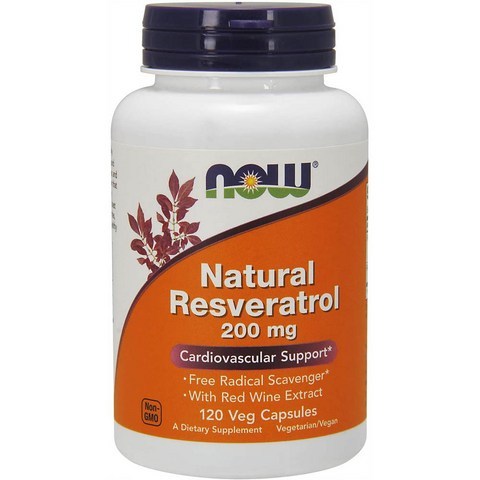 NOW Supplements Natural Resveratrol 200 mg 레스베라톨 120캡슐, 1세트, 단일용량