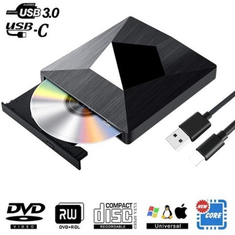 Fhong USB3.0 Slim External DVD 드라이브 Portable CD DVD +- RW Player DVDCD ROM Rewrite Recorder +US, 상세 설명 참조0