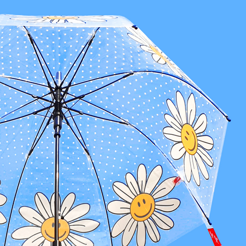 위글위글 투명우산 귀여운 스마일 데이지 꽃 돔우산