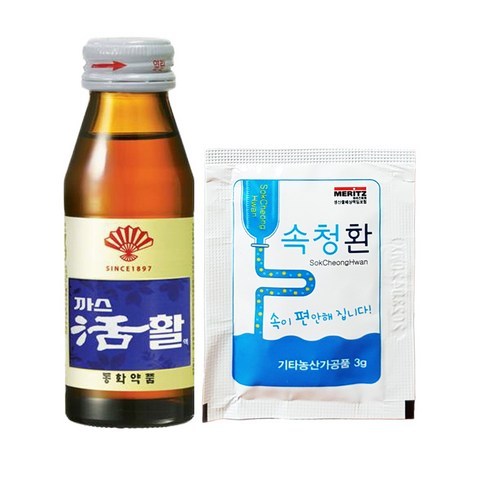 부채표 까스활 75ml x 10병+ 속청환3g x 10포(안전포장) 소화 불량 속 안좋을 때 빠른 효과 함께 먹으면 더 좋은, 10세트