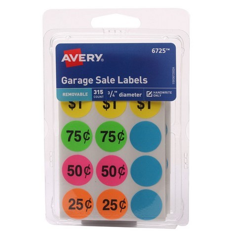 Avery 개러지 라벨 1.9cm, 혼합 색상, 315개입