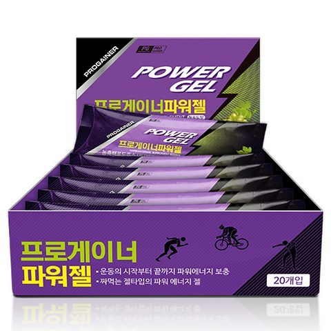 프로게이너 파워젤 청포도맛 1박스 에너지보충/스포츠젤, 40g, 20개입
