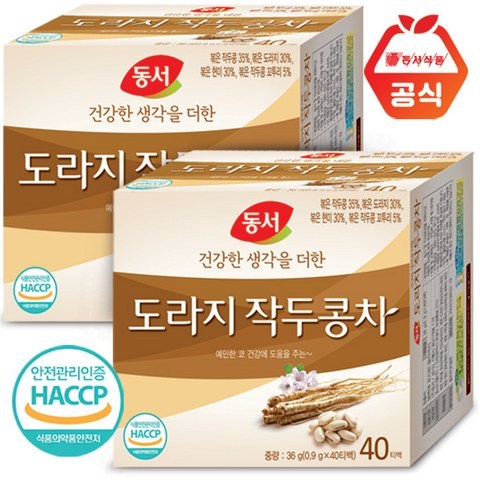 동서 도라지 작두콩차 40TX2개 총80T 전통차, 80개