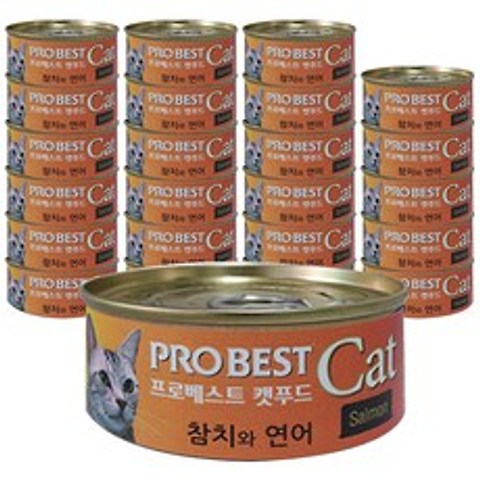 프로베스트 캣푸드 고양이 간식캔, 참치 + 연어 혼합맛, 24개입