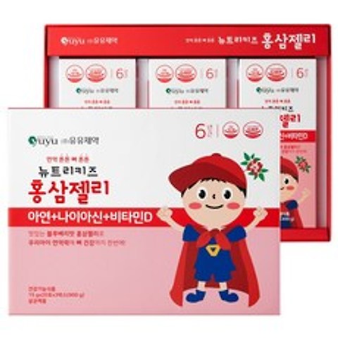 유유제약 뉴트리키즈 홍삼젤리 홍삼 + 아연 + 비타민D, 15g, 60포