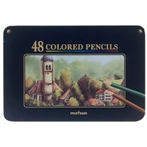 문화연필 고급 색연필 틴케이스, 48색, 1개