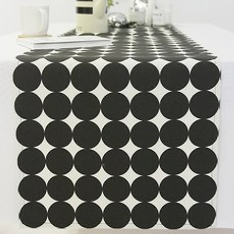 빈티지 도트 테이블러너, 블랙, 6인 (220 x 40cm)