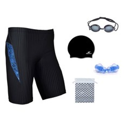 아쿠아티카 남성 5부 수영복 BBF01 + 귀마개 + 실리콘수모 + 선수용수경 + 수영가방